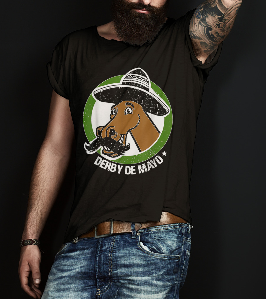Derby De Mayo Cinco De Mayo Mustached Horse In Sombrero T-Shirt