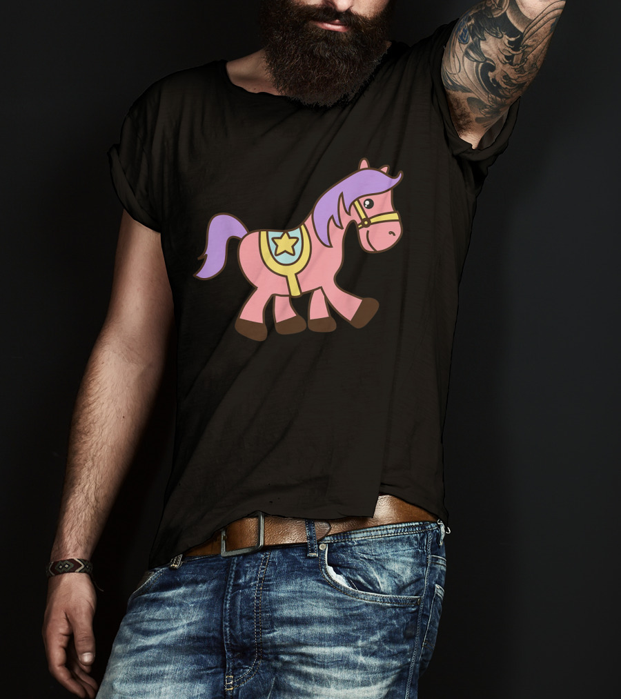 Happy Pink Pony With Purple Mane And Star Saddle T-Shirt