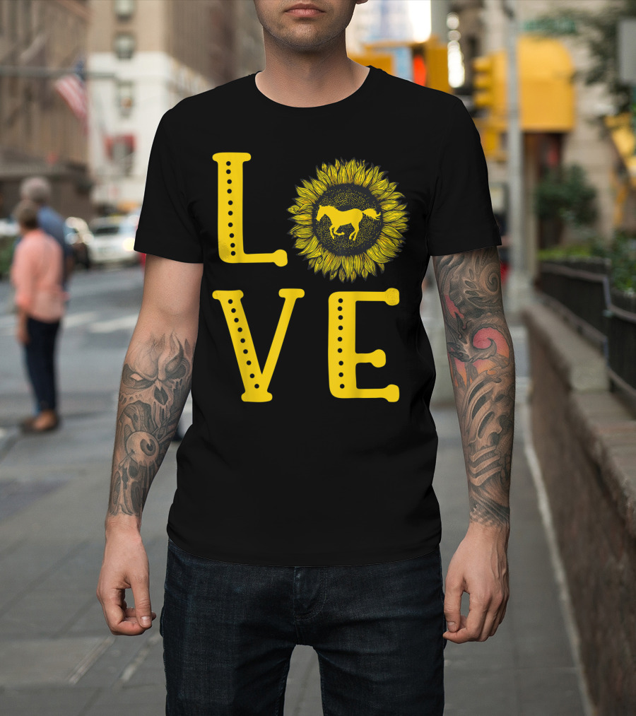 Love Sunflower Horse Lovers Cute Horse Girl T-Shirt