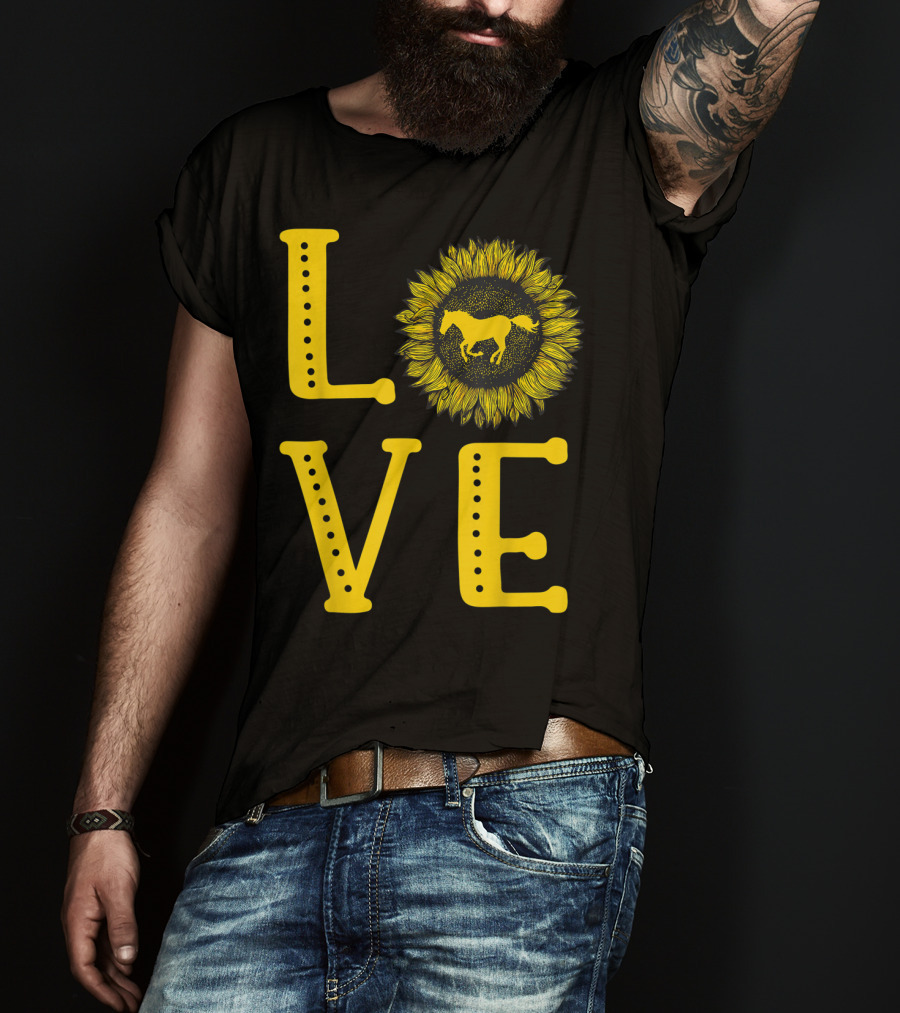 Love Sunflower Horse Lovers Cute Horse Girl T-Shirt