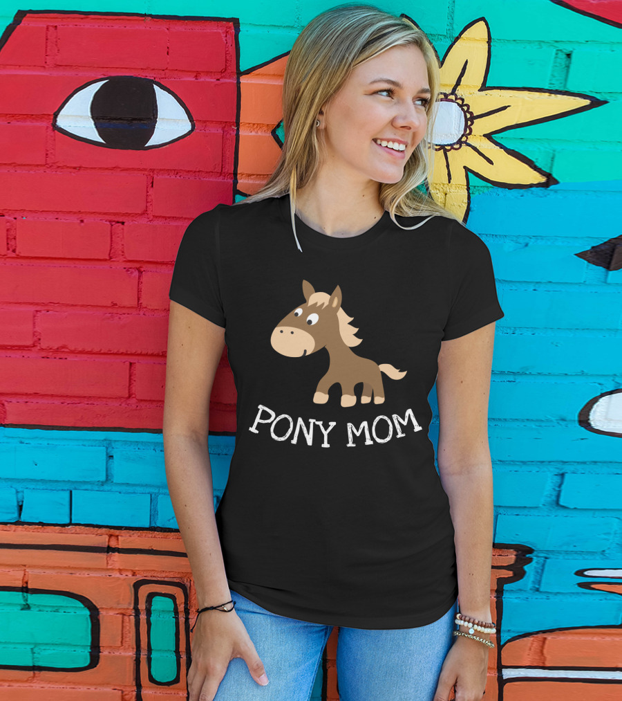 Pony Mom Cute Cartoon Horse Lovers T-Shirt