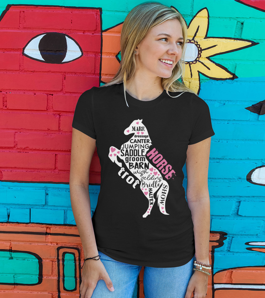 Dancing Horse Riding Girls Equestrian Mare Dressage Canter Jumping Saddle Barn Horse Show T-Shirt
