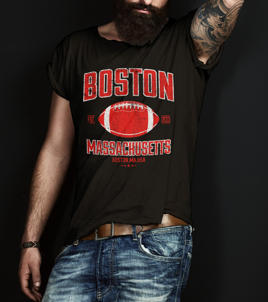 Boston Massachusetts Vintage American Football Est 1933 T-Shirt