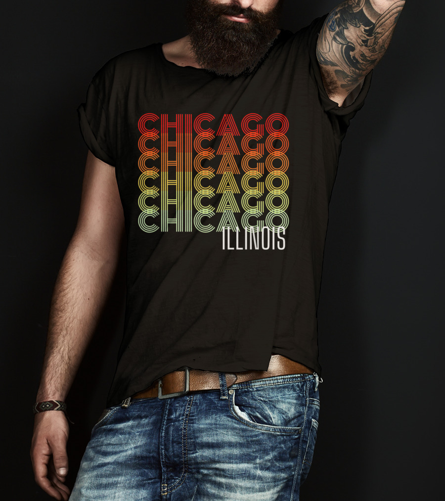 Chicago Illinois Gradient Text Classic ZB T-Shirt