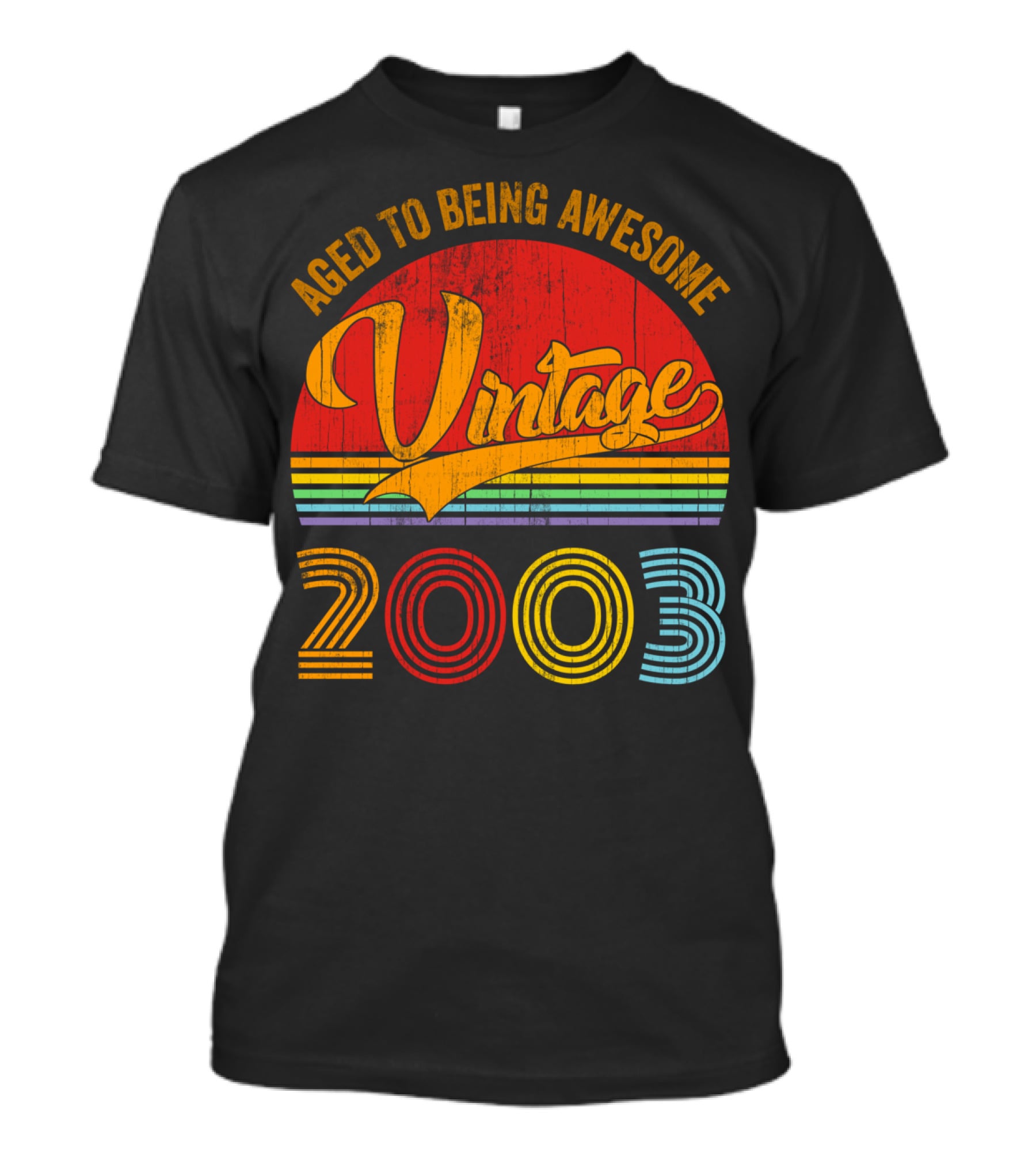 Aged To Being Awesome Vintage 2003 Rainbow T-Shirt