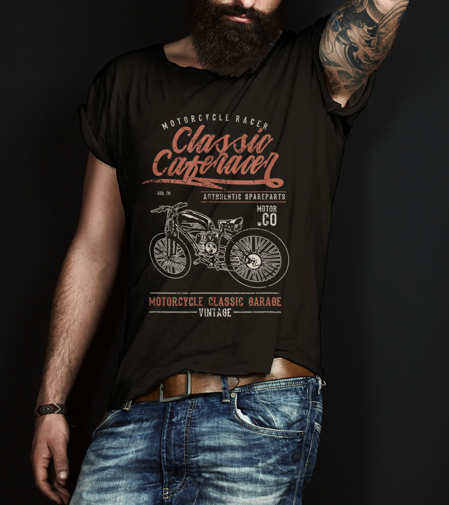 Motorcycle Racer Classic Cafe Racer Authentic Spareparts Vintage Motorcycle Classic Garage T-Shirt
