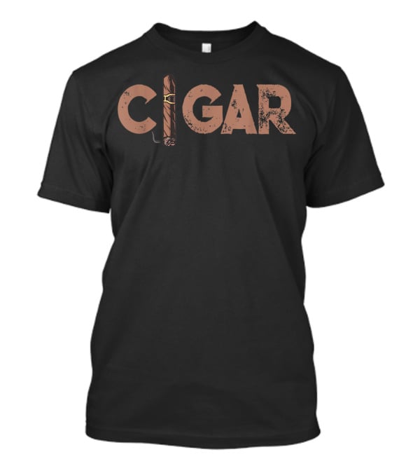 Classic Cigar Smoker Bold Distressed Text With Cigar Image T-Shirt