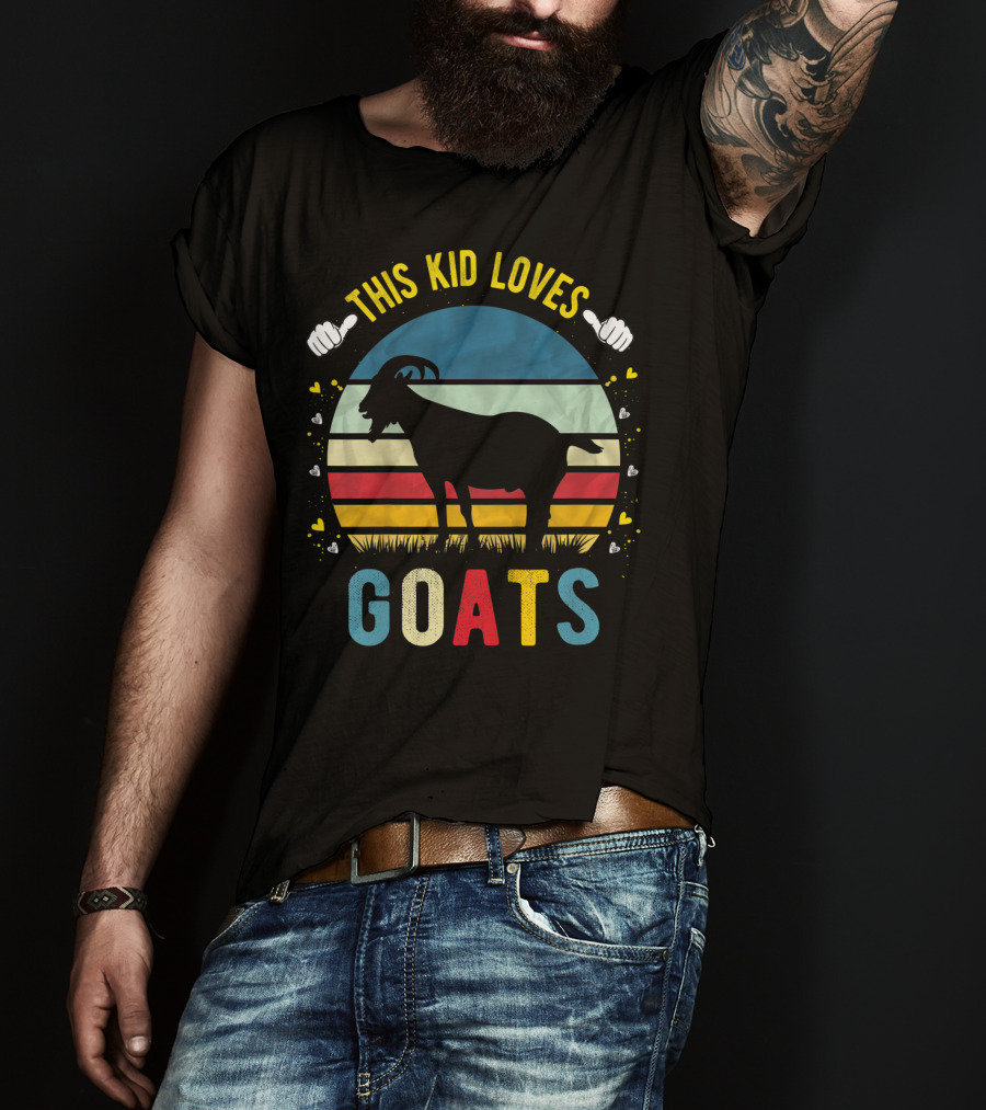 This Kid Loves Goats Boys And Girls Retro Goat T-Shirt