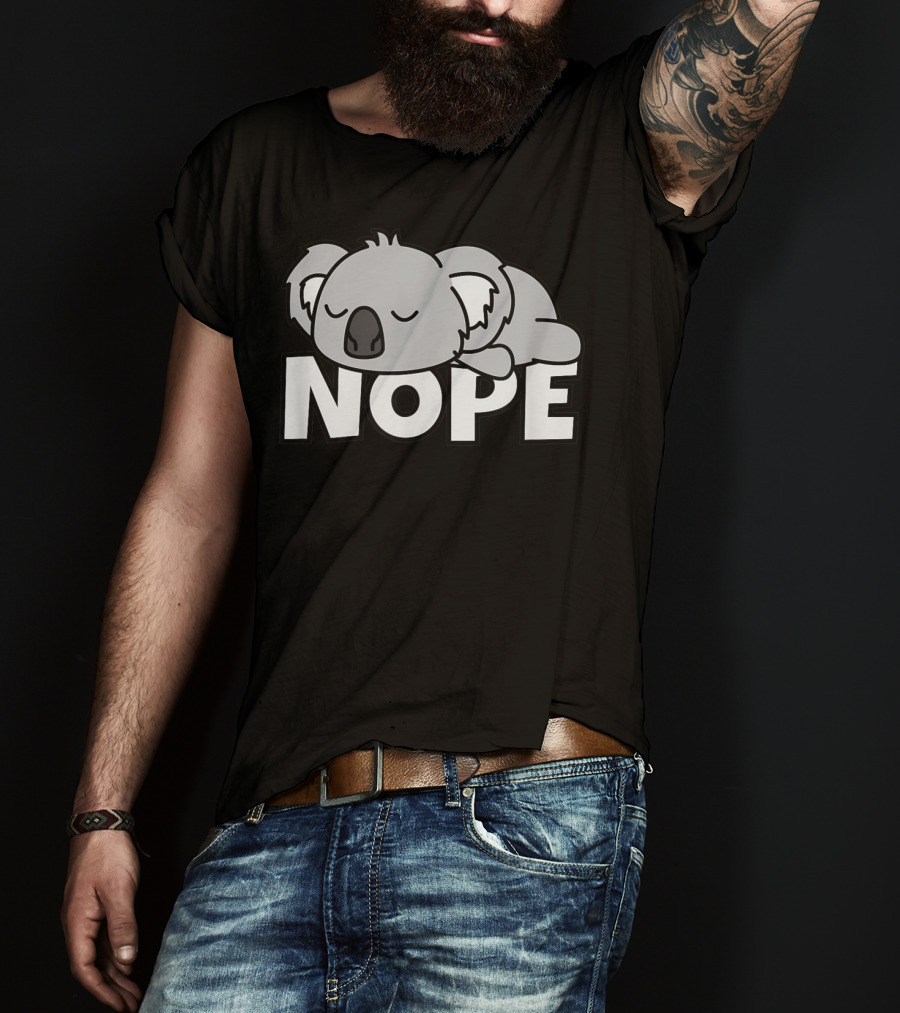 Lazy Koala Nope Cute Comic Baby Bear T-Shirt