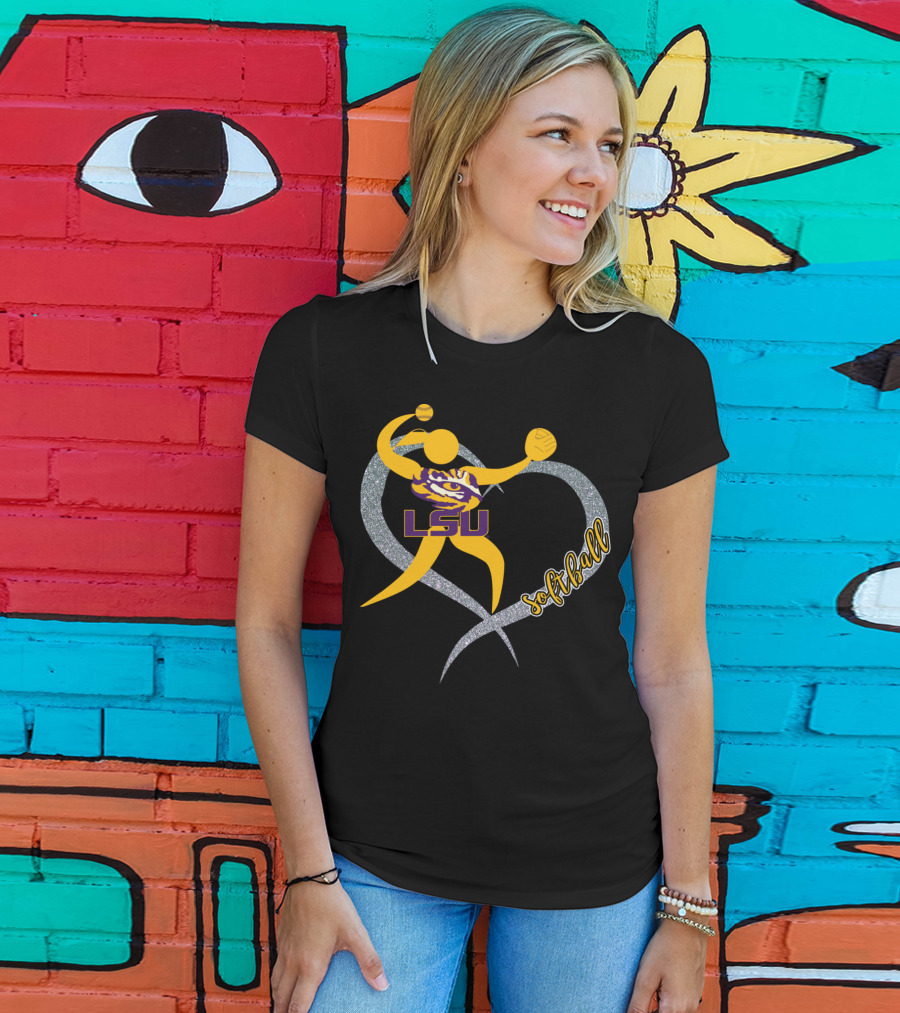 LSU Tigers Softball Heart Gameday T-Shirt