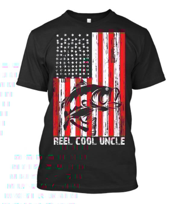 Reel Cool Uncle Vintage Fisherman American Flag T-Shirt