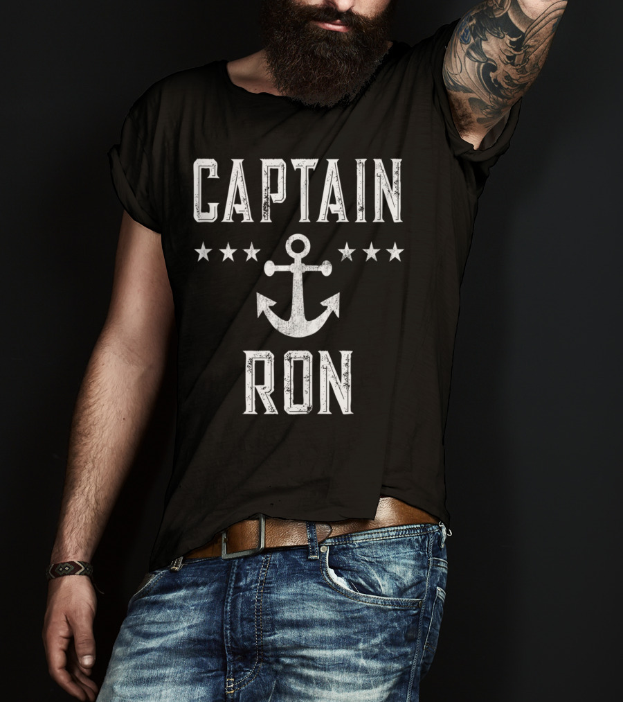 Captain Ron Vintage Anchor Star Design Mens Family Cruise Lake T-Shirt