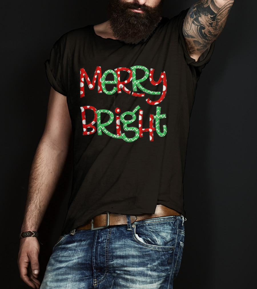 Merry And Bright Christmas Polka Dots T-Shirt