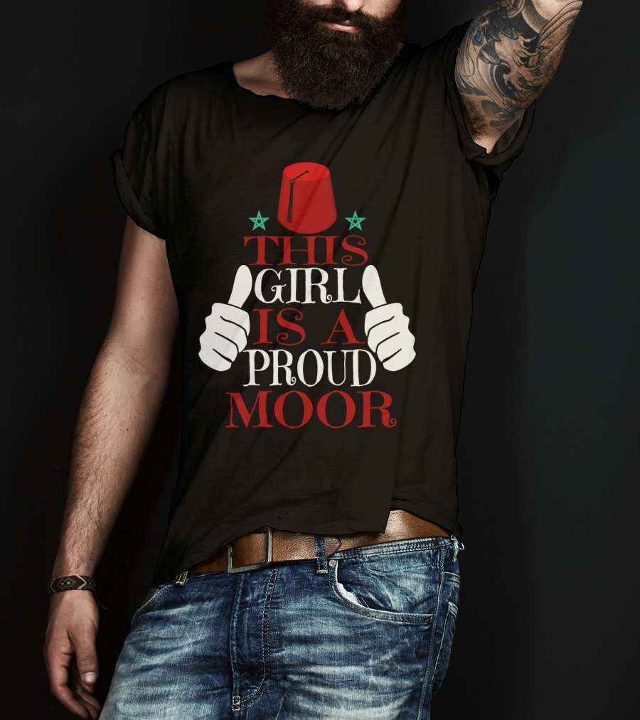 Moorish American This Girl Is A Proud Moor Fez Hat Thumbs Up Stars T-Shirt