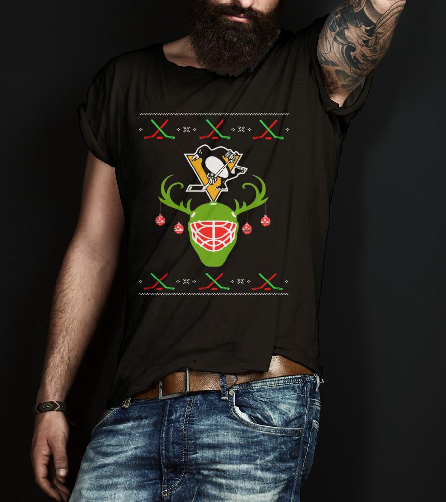 Pittsburgh Penguin Reindeer Christmas Hockey T-Shirt
