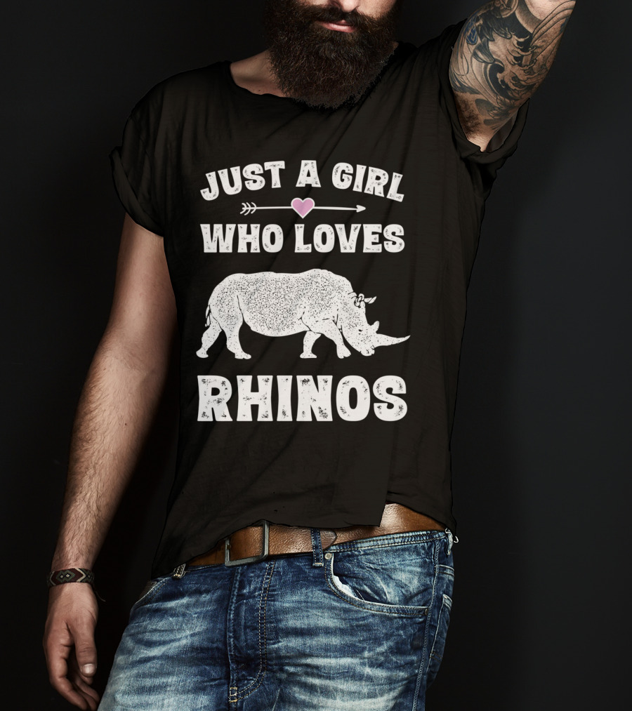 Just A Girl Who Loves Rhinos Retro Vintage Rhinoceros T-Shirt