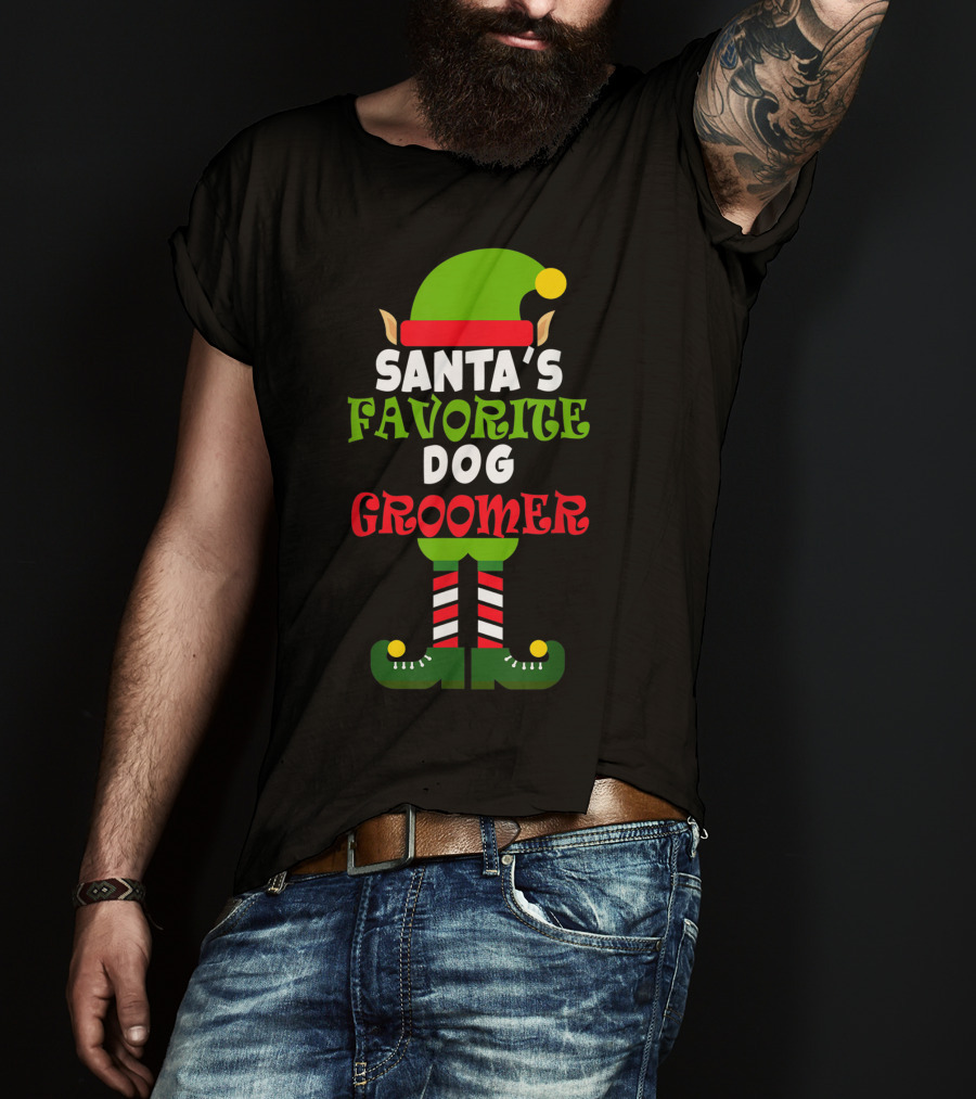 Santa's Favorite Dog Groomer Elf Costume T-Shirt