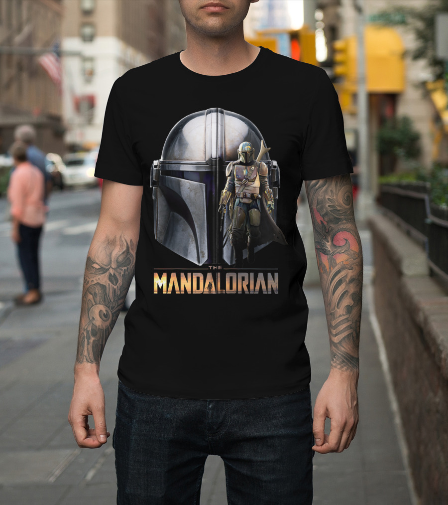 Star Wars The Mandalorian Helmet And Bounty Hunter Armor T-Shirt