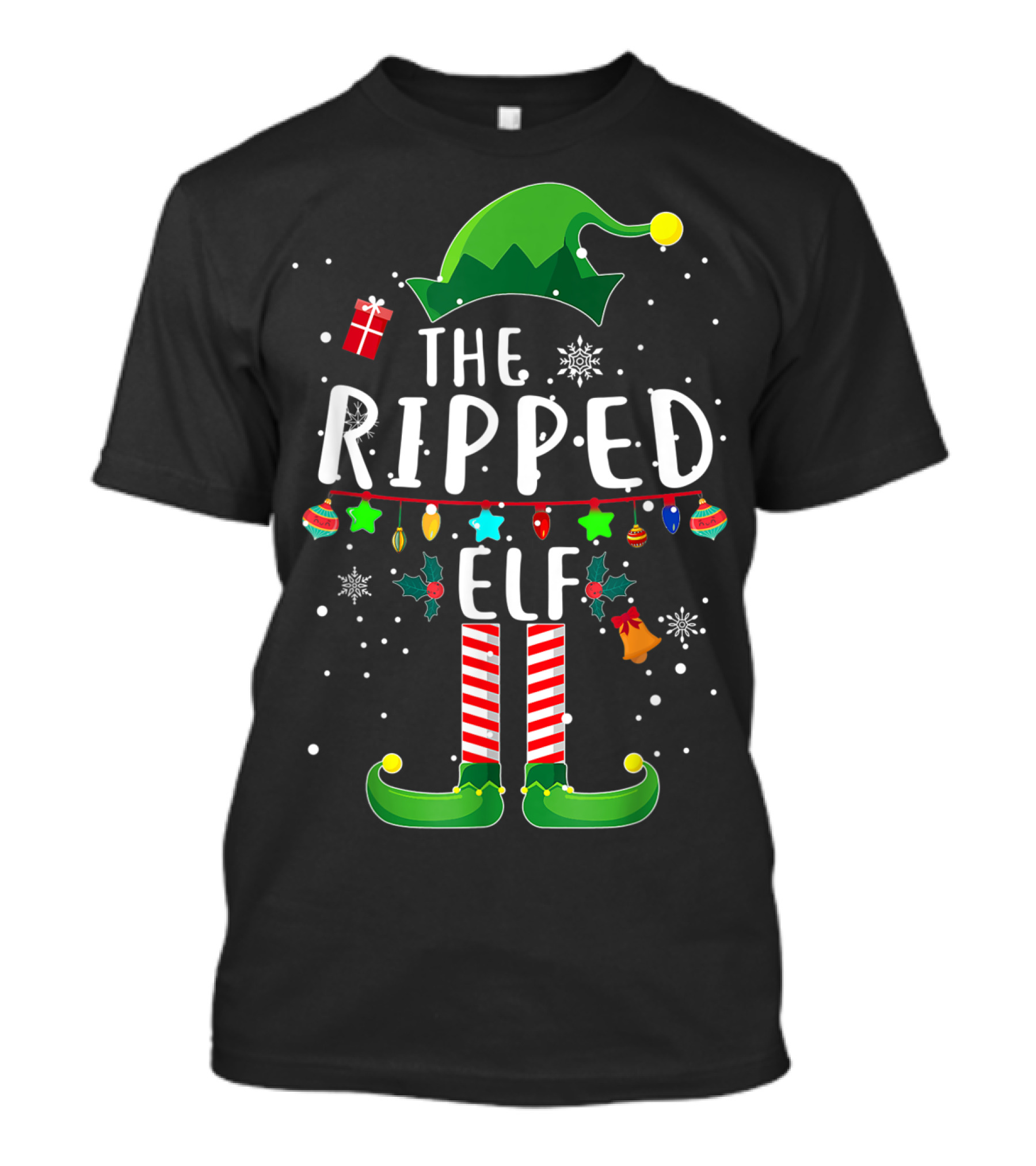 The Ripped Elf Christmas Family Fun Matching T-Shirt