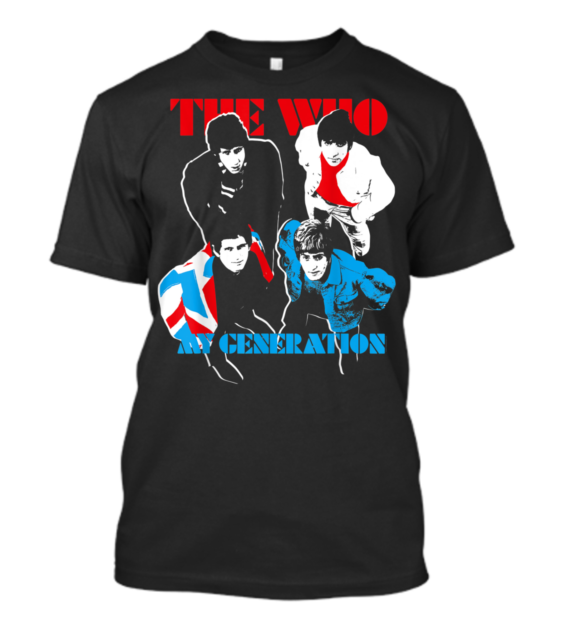The Who My Generation Band Members With Union Jack Flag T-Shirt