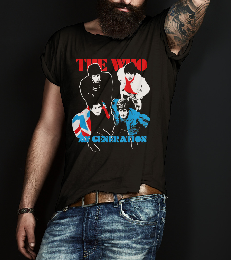 The Who My Generation Band Members With Union Jack Flag T-Shirt