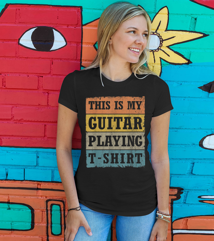 This Is My Guitar Playing T-Shirt Vintage Music T-Shirt