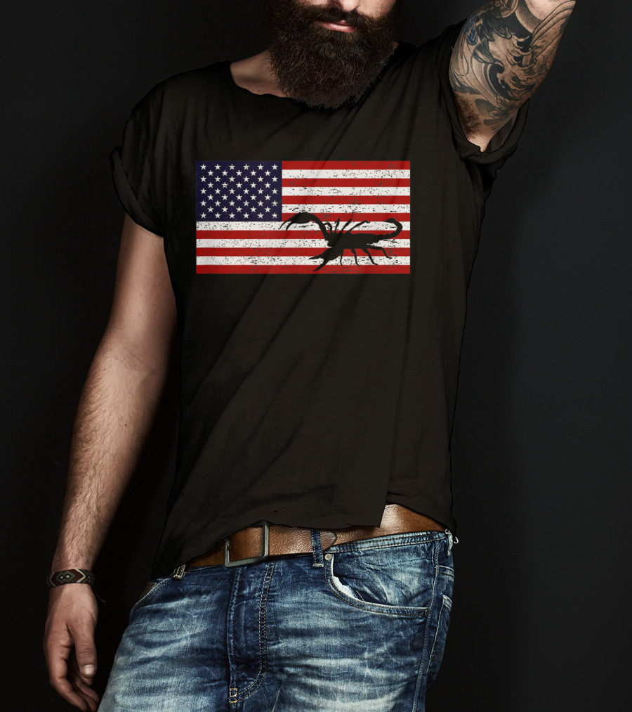 Vintage Distressed American Flag Scorpion T-Shirt