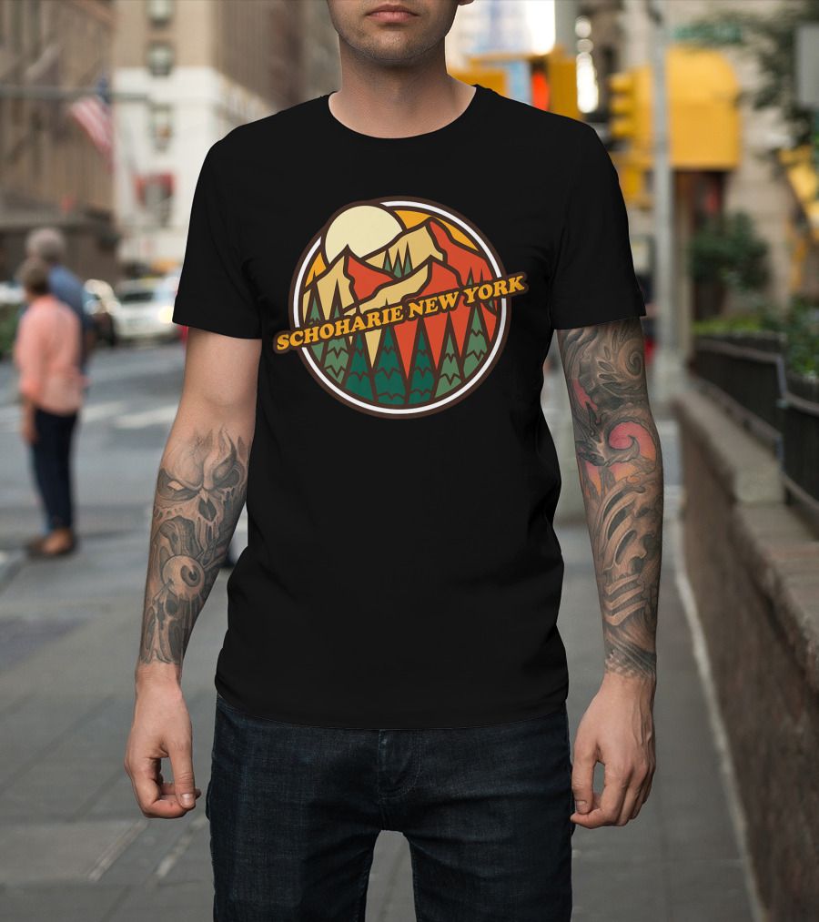 Vintage Schoharie New York Mountain Hiking Adventure Nature Scene T-Shirt