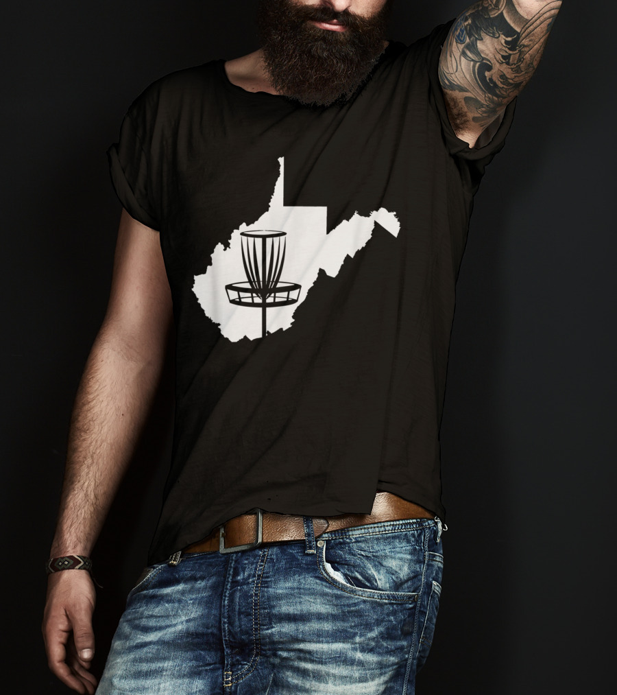 West Virginia Disc Golf State Map Basket T-Shirt