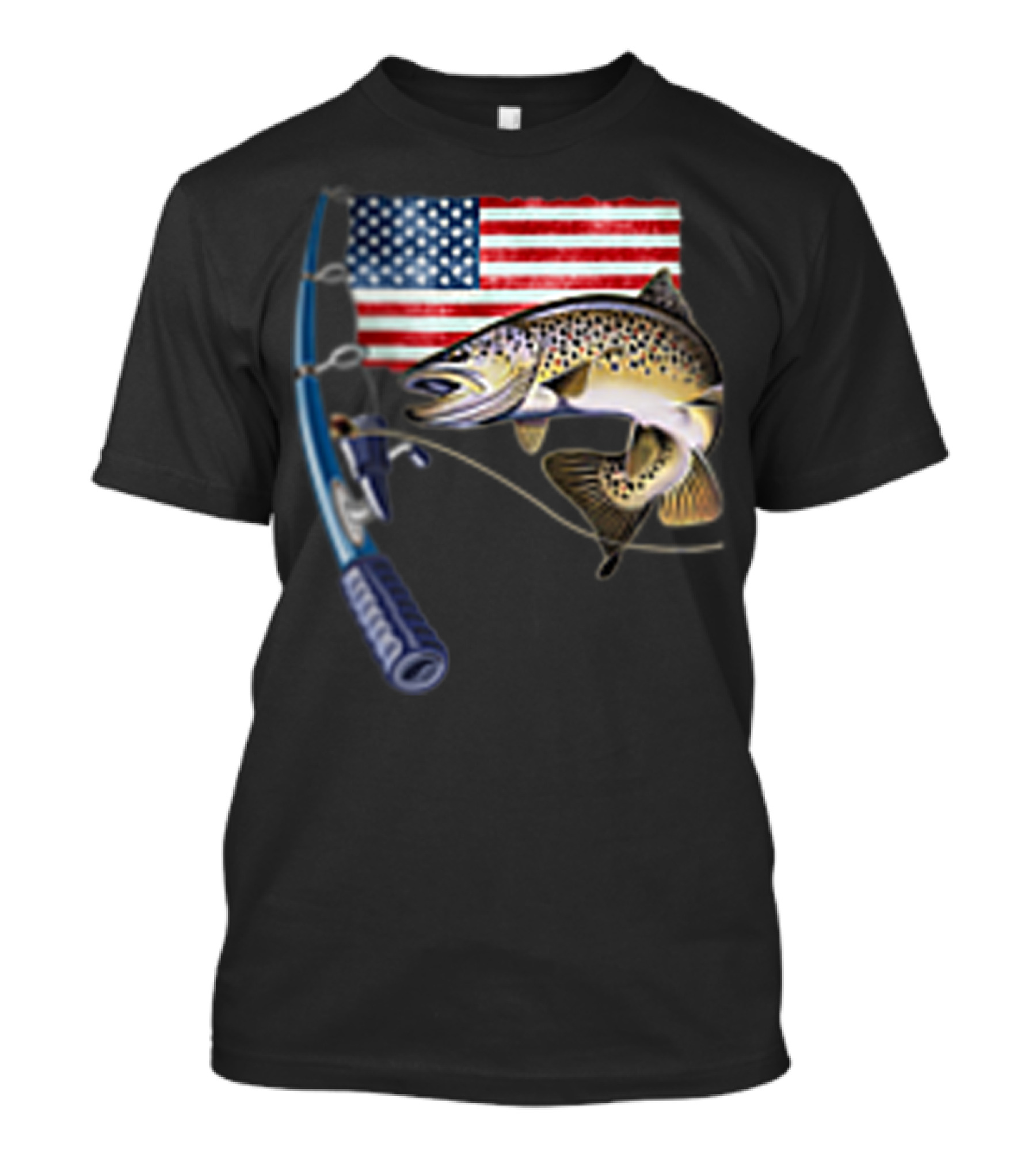 American Flag Fishing Hooked On A Feeling T-Shirt