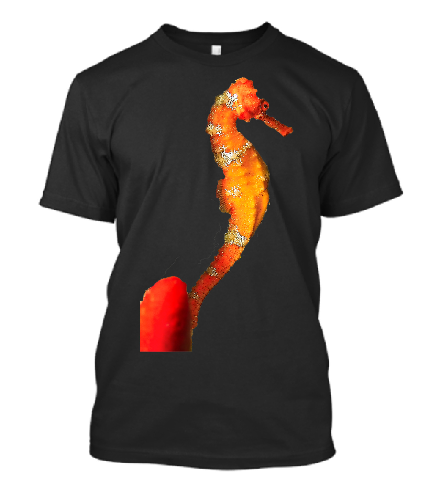 Beautiful Orange And Yellow Swimming Seahorse Figure T-Shirt