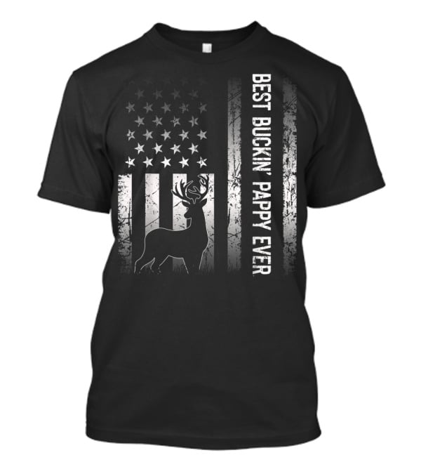 Best Buckin' Pappy Ever Patriotic Deer American Flag T-Shirt