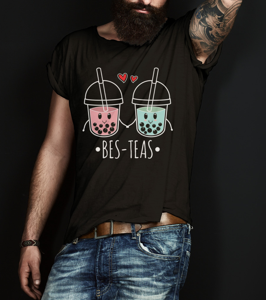 Besteas Bubble Tea Cute Boba Milk Lover With Hearts T-Shirt