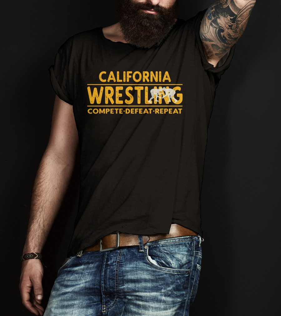 California Wrestling Compete Defeat Repeat Wrestling T-Shirt