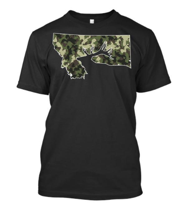 Camouflage Montana State Elk Hunting T-Shirt
