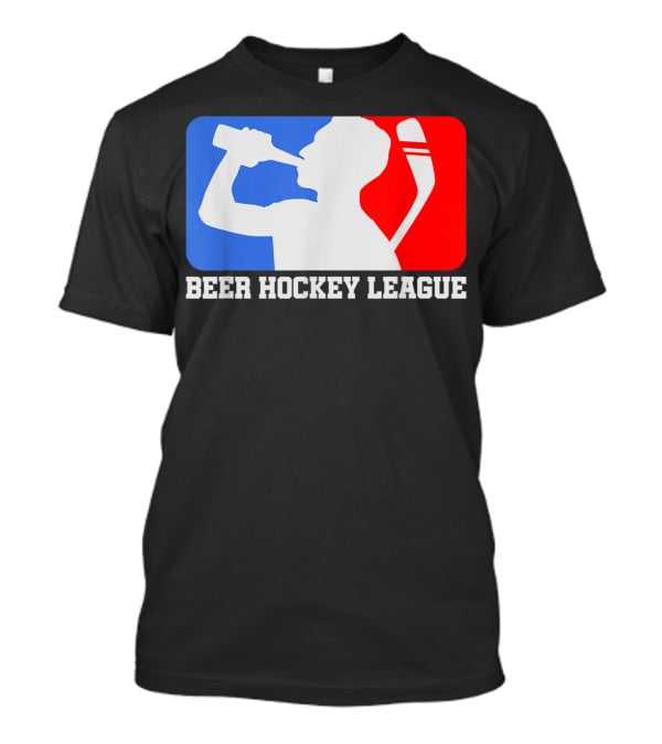 Beer Hockey League Icehockey Drinking Silhouette In Red White And Blue T-Shirt