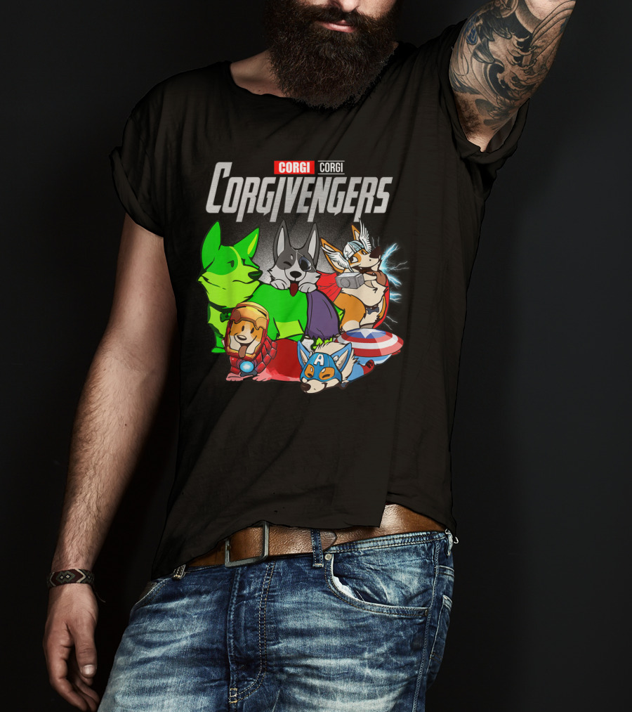 Corgivengers Corgi Avengers Funny Dog Parody Hero Team T-Shirt