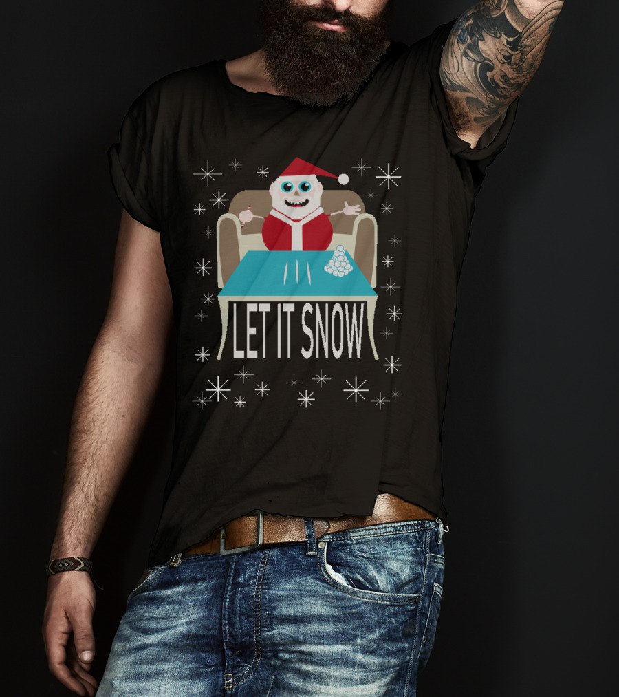 Santa With Snowballs Let It Snow Party Cute Funny T-Shirt