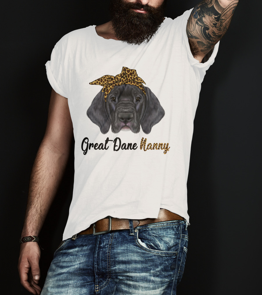 Great Dane Nanny Leopard Headband T-Shirt