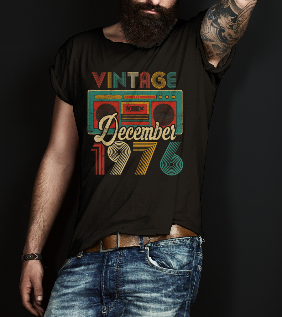 Vintage December 1976 Retro Boombox T-Shirt