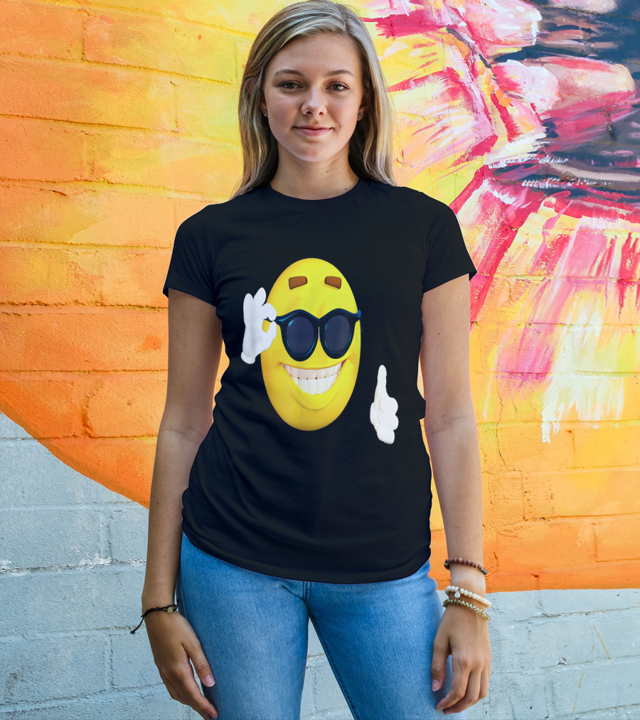 Emoji Thumbs Up Shades Happy Face Yellow Okay Sign T-Shirt