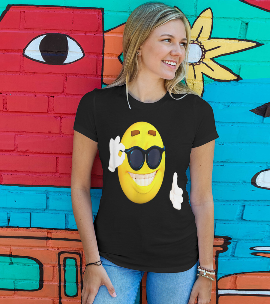 Emoji Thumbs Up Shades Happy Face Yellow Okay Sign T-Shirt