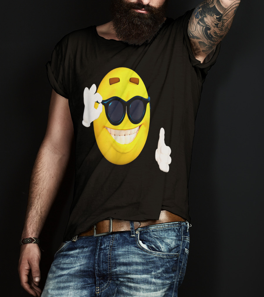 Emoji Thumbs Up Shades Happy Face Yellow Okay Sign T-Shirt