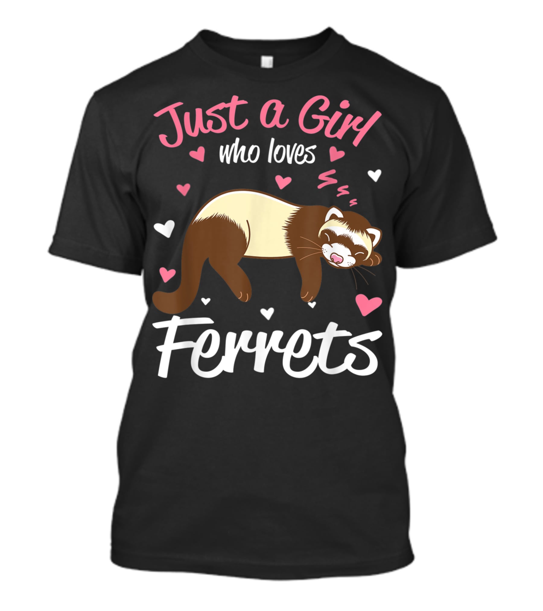 Just A Girl Who Loves Ferrets With Heart Accents T-Shirt