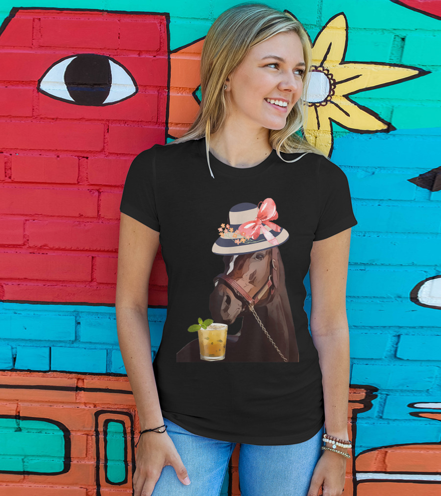 Dapper Horse With Hat And Mint Julep At Funny Derby Party T-Shirt