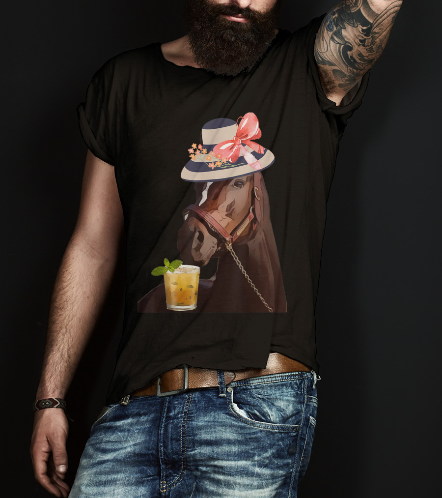 Dapper Horse With Hat And Mint Julep At Funny Derby Party T-Shirt