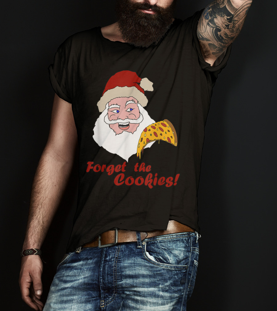 Forget The Cookies Funny Santa With Pizza Slice T-Shirt