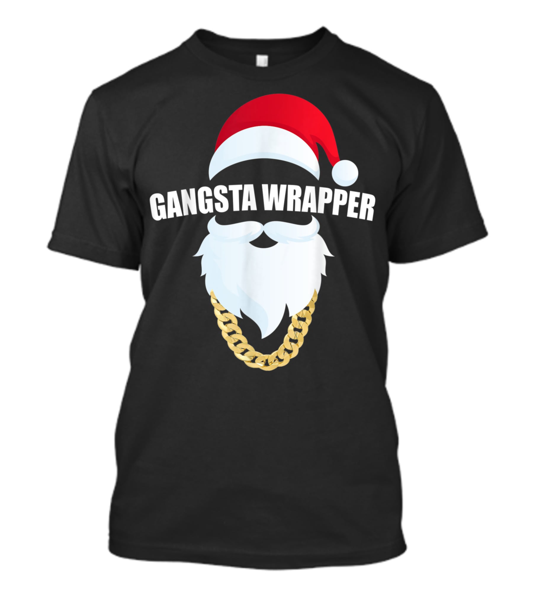 Gangsta Wrapper Santa Hat Beard Chain T-Shirt