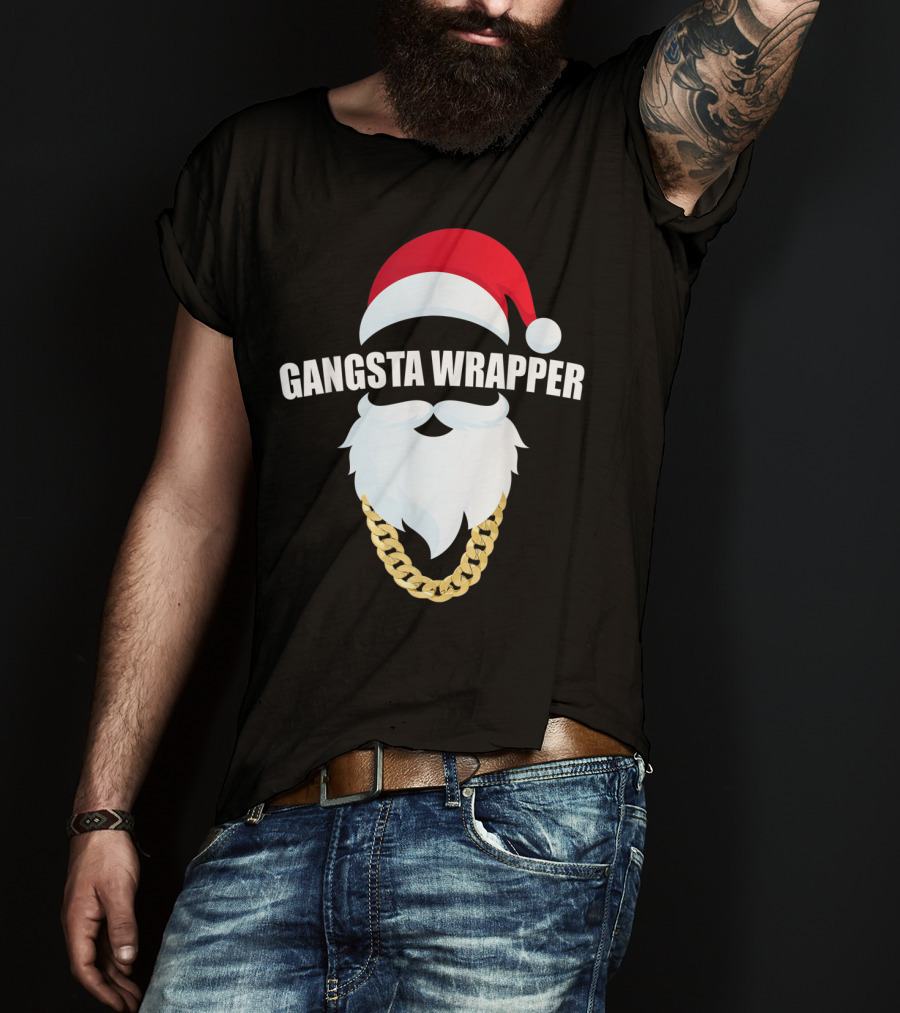 Gangsta Wrapper Santa Hat Beard Chain T-Shirt