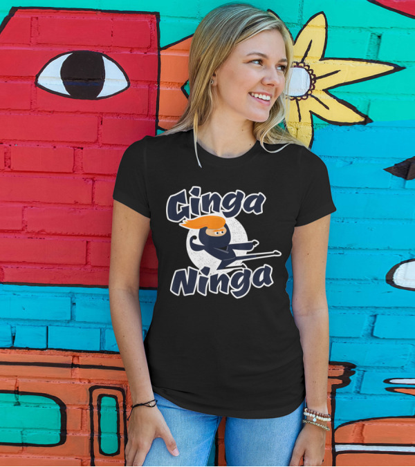 Ginga Ninja Funny Redhead Ninja Kick Action T-Shirt